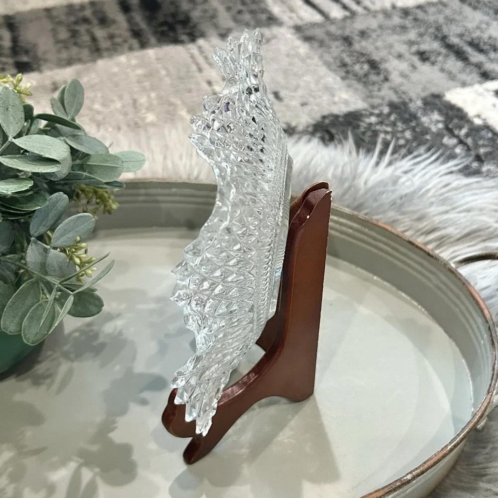 Vintage Indiana Glass Co Diamond Cut Design Square Dish w/ Ruffled Edges